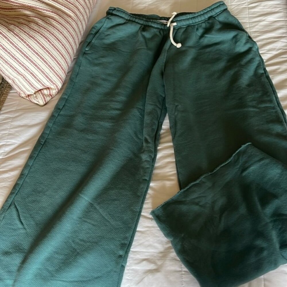 Perfect white tee raw edge wide leg sweats. Never worn without tags